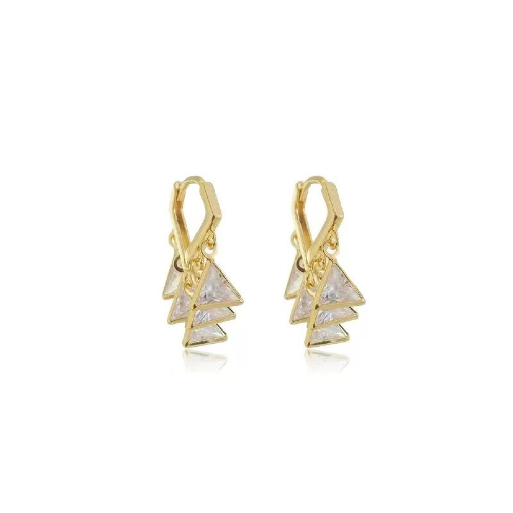 Brinco Argola Triângulos com Zircônia