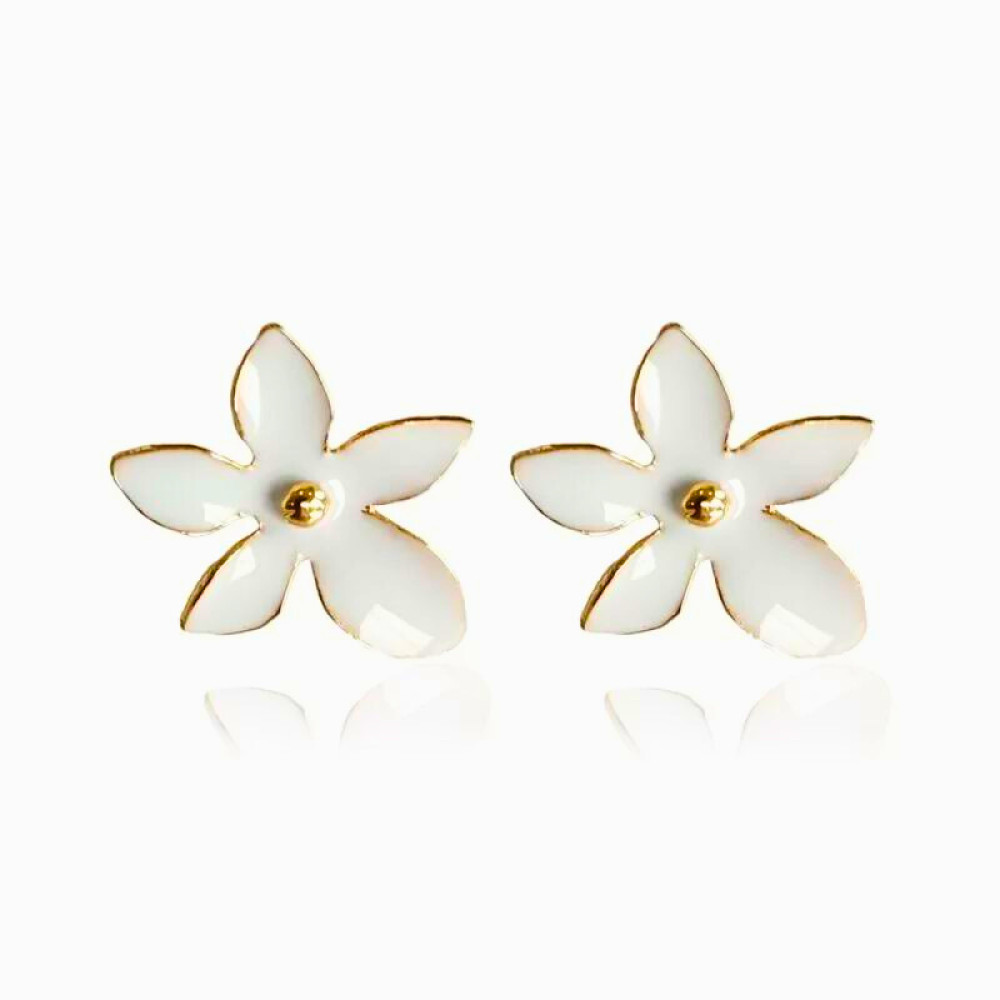 Brinco Flor 5 Pétalas Resinado